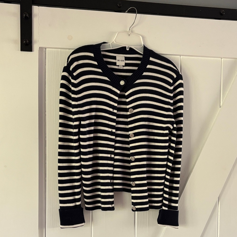 Black and White Striped Women's Cardigan